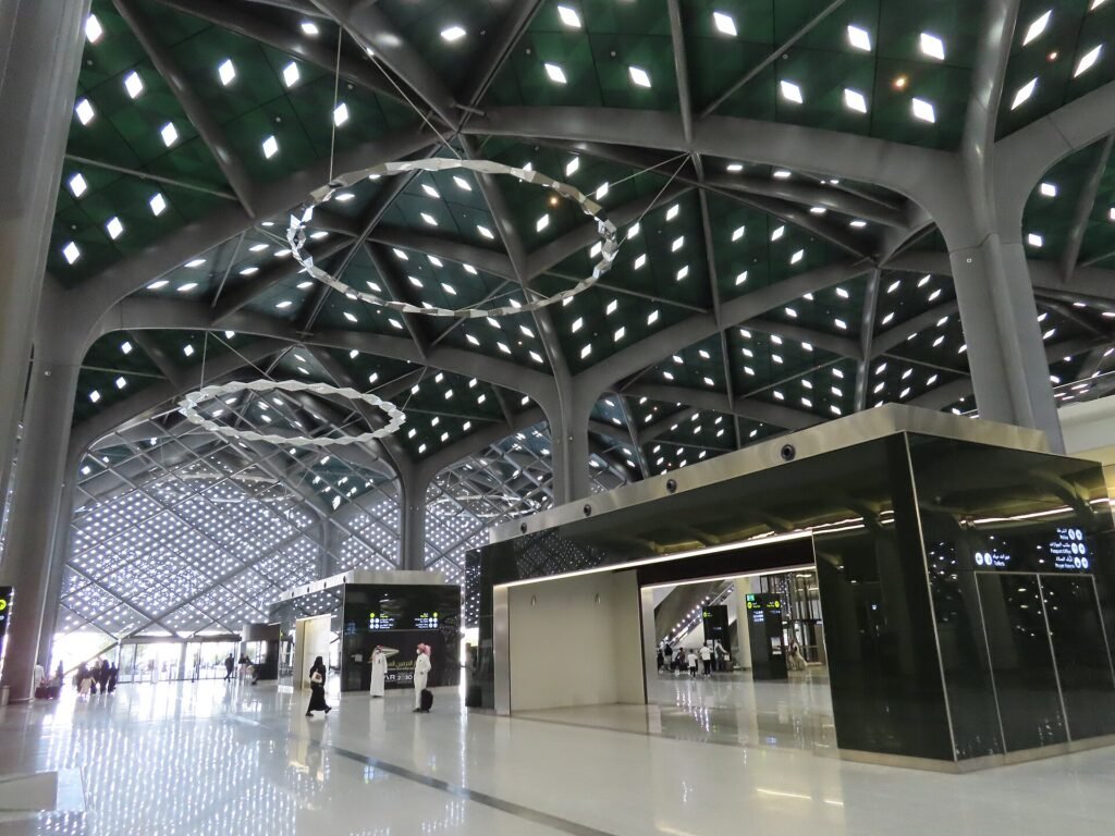 Interior of an al-Ḥaramayn High-Speed Railway station in Saudi Arabia